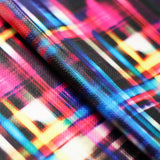 Optic Plaid Polyester Spandex Fabric - Blue And Multi Plaid, 58/60" Width (1 Yard)