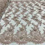 Beaded 3D Floral Lace Mesh