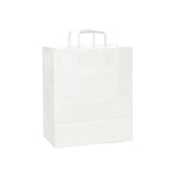 Versatile White Paper Bags with Flat Handles 12" x 7" x 17"