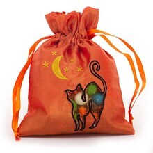 Halloween Taffeta Bags 5 '' x 6 1/2 '' Orange Halloween Cat Color 6 EACH / PACKAGE