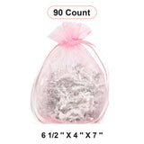 Wide Round Flat Bottom Organza Bags 6 1/2'' x 4'' x 7'' for Packaging