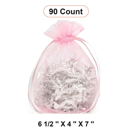 Wide Round Flat Bottom Organza Bags 6 1/2'' x 4'' x 7'' for Packaging
