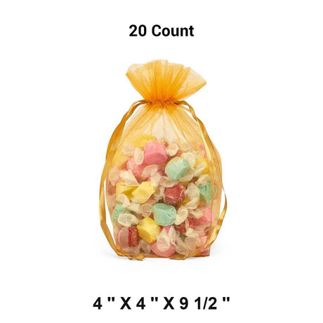 Cardboard Square Bottom Organza Bags 4'' x 4'' x 9 1/2'' for Party Favors
