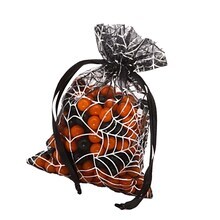 Pumpkin Taffeta Bags 6 '' x 8 '' Black / Silver Sheer Color 12 EACH / PACKAGE