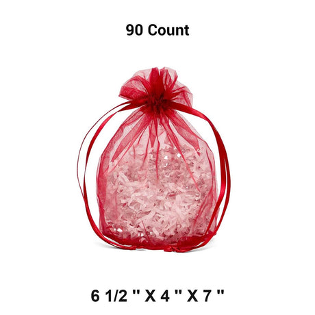 Wide Round Flat Bottom Organza Bags 6 1/2'' x 4'' x 7'' for Events