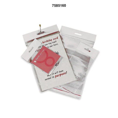 Heavy Duty Lip & Tape Cello Bags with Header 5" x 7" 1.2 mil
