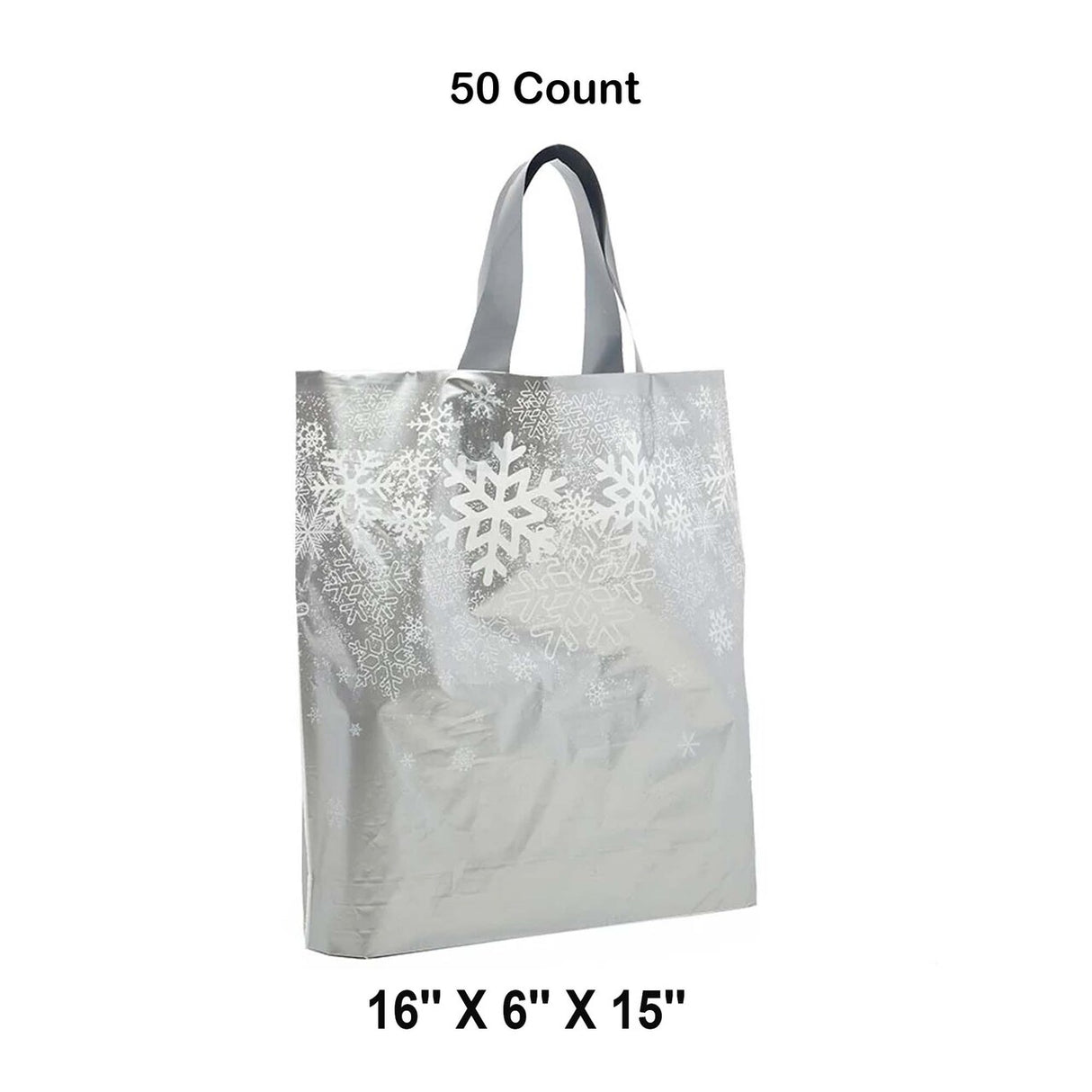Printed Snowflake LDPE Bags 16” x 6” x 15” Holiday Packaging