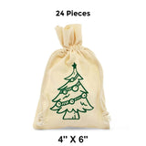 Christmas Tree Cheerful Holiday Muslin Bag 4" x 6"