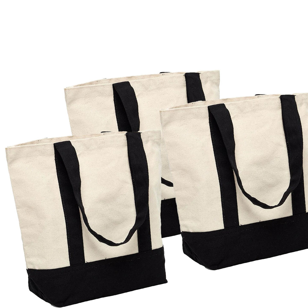 Stylish Canvas Tote Bag with Two-Tone Accent 14 5/16" x 4 1/4" x 12 1/2"