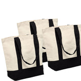 Stylish Canvas Tote Bag with Two-Tone Accent 14 5/16" x 4 1/4" x 12 1/2"