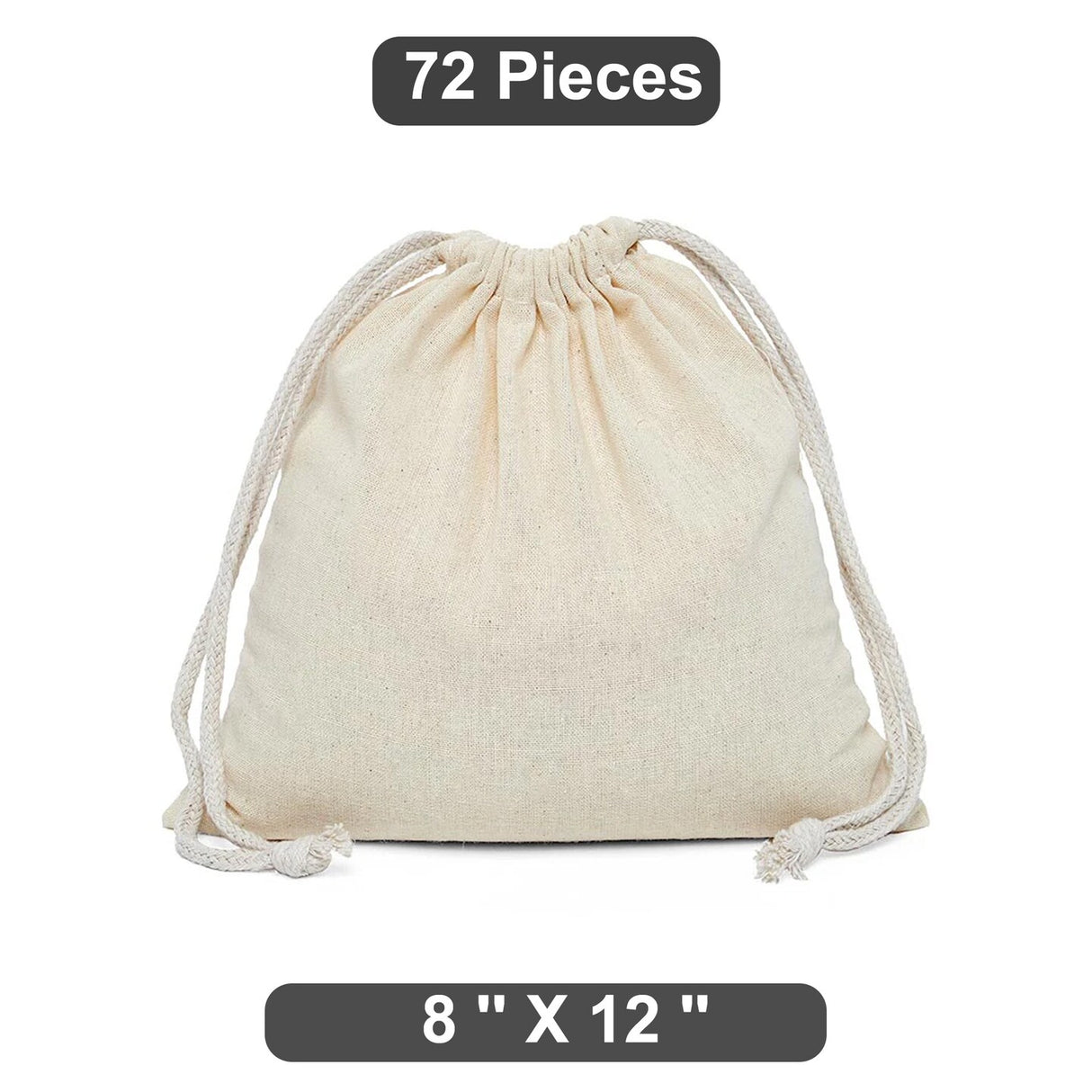 Wide 8" x 12" Plain Cotton Muslin Pouch