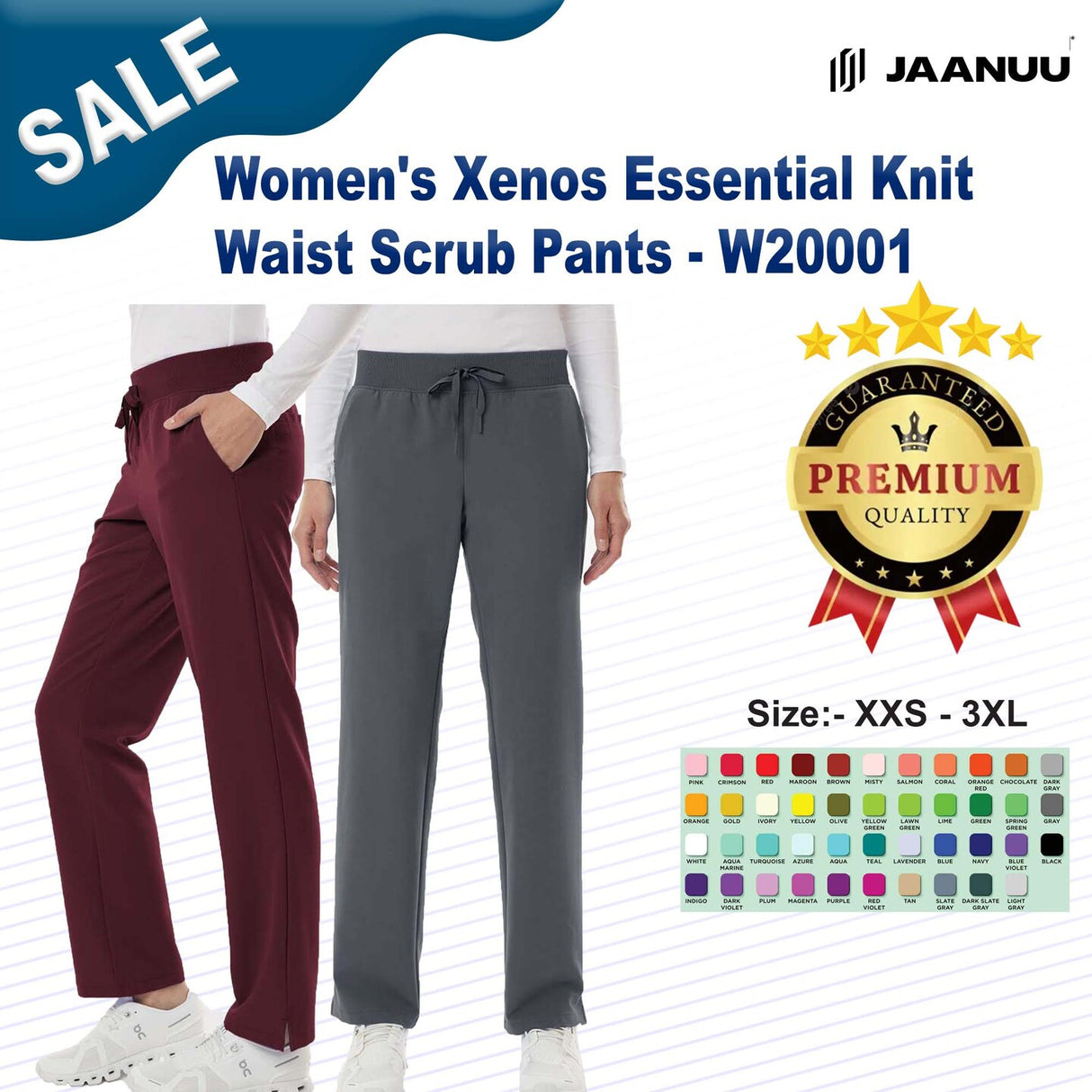 Jaanuu® Women's Xenos Essential Knit Waist Scrub Pants