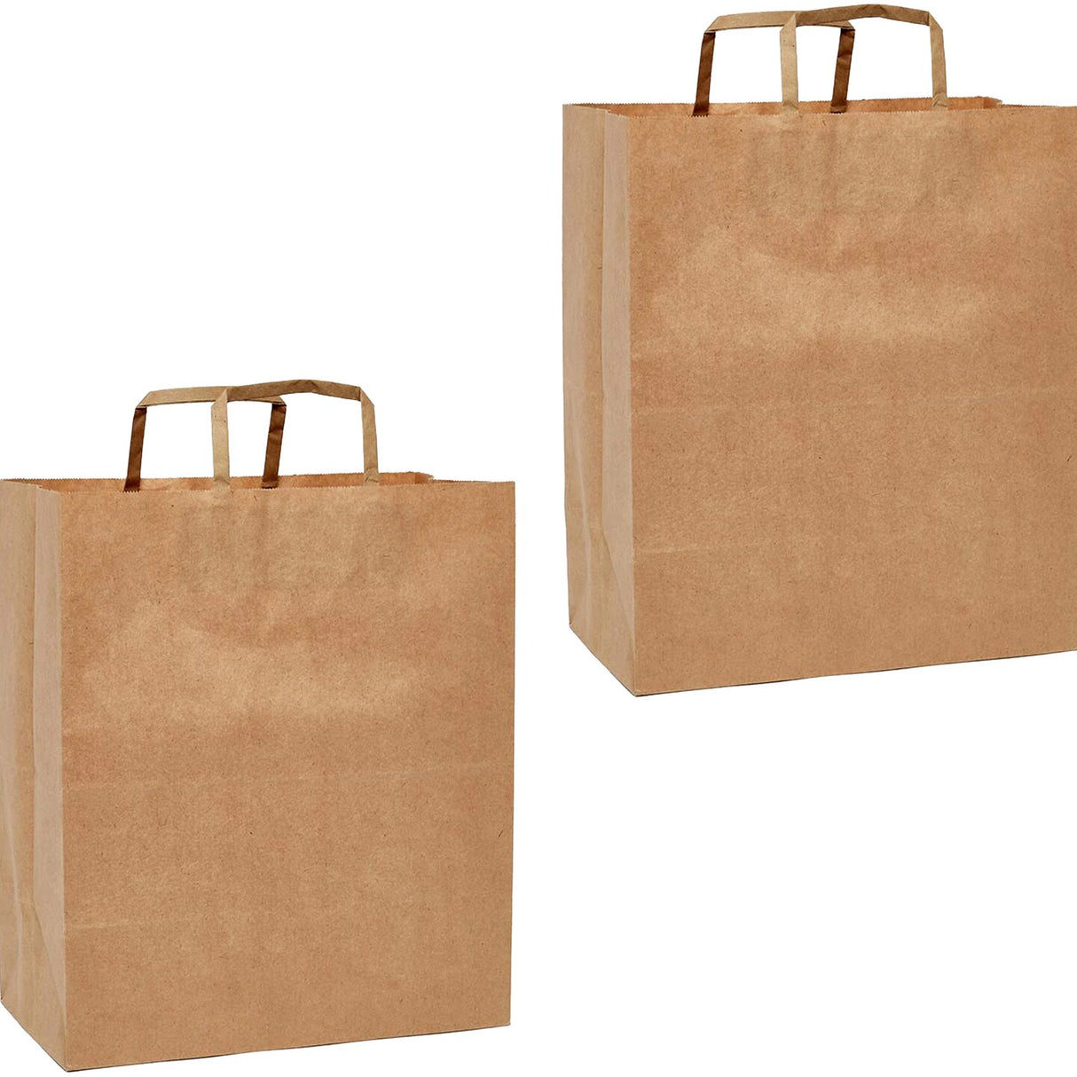 Flat Handle Kraft Grocery Bags 12" x 7" x 17" Multi Purpose