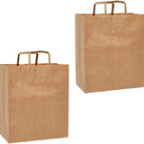 Flat Handle Kraft Grocery Bags 12" x 7" x 17" Multi Purpose