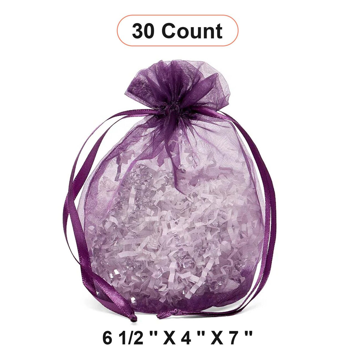 Wide Round Flat Bottom Organza Bags 6 1/2'' x 4'' x 7'' for Wedding Gifts