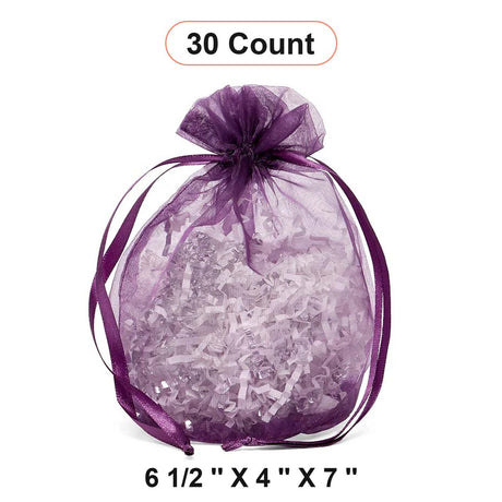 Wide Round Flat Bottom Organza Bags 6 1/2'' x 4'' x 7'' for Wedding Gifts
