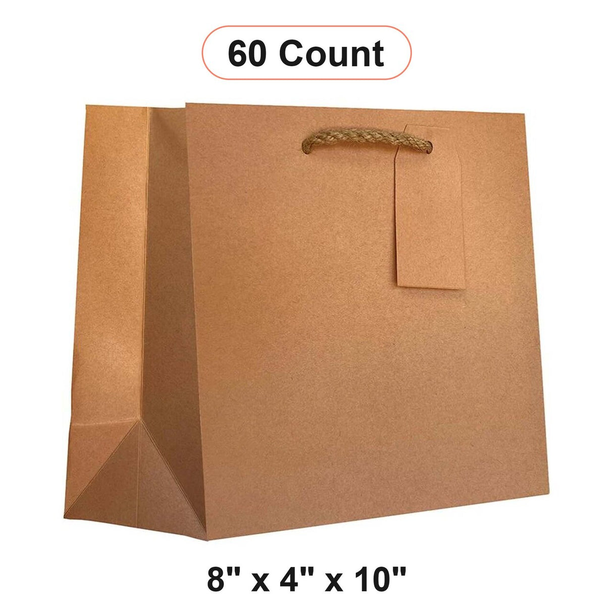 Premium Kraft Euro Totes 8" x 4" x 10" Strong Eco-Friendly Design
