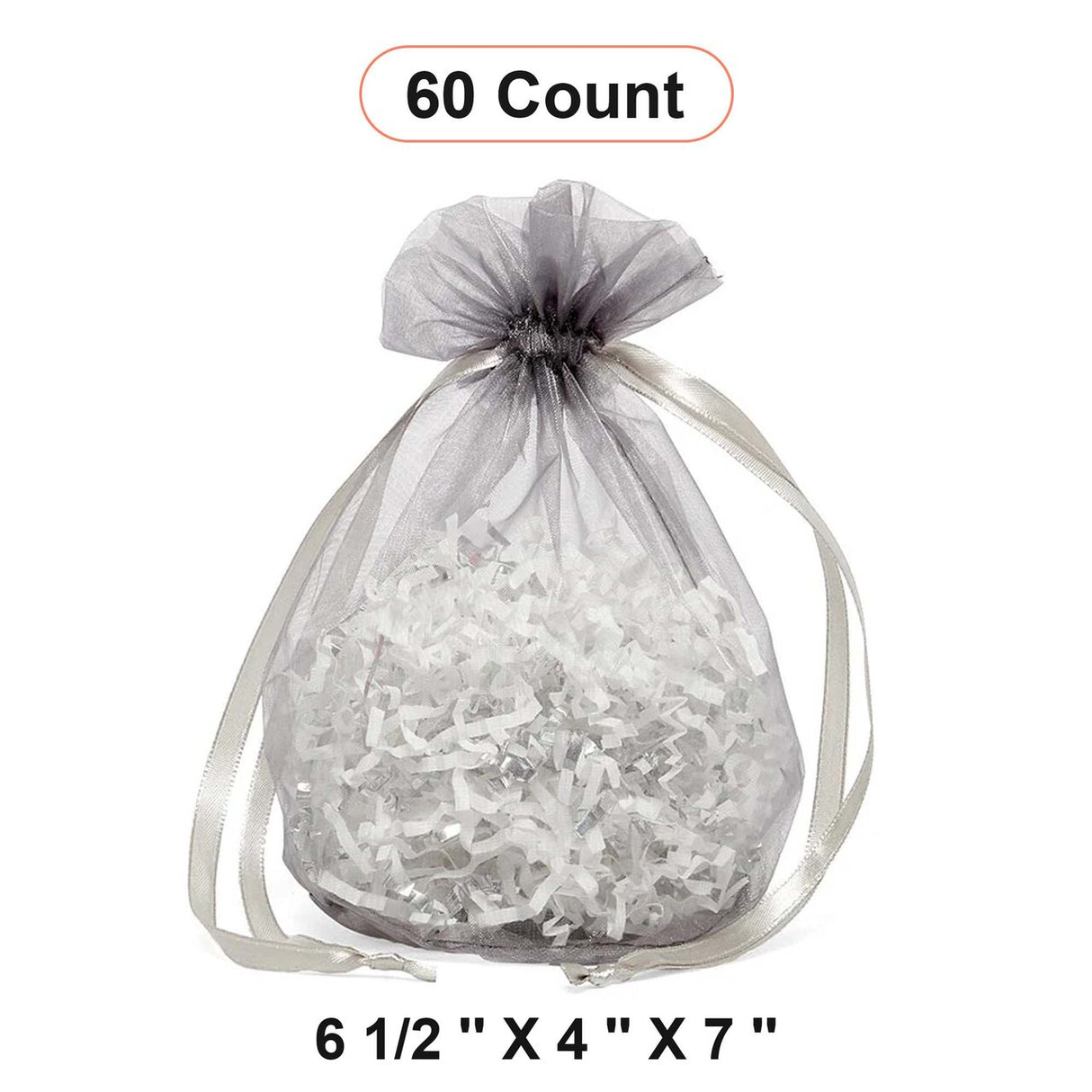 Wide Round Flat Bottom Organza Bags 6 1/2'' x 4''x7'' for Elegant Wrapping