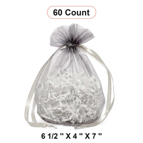 Wide Round Flat Bottom Organza Bags 6 1/2'' x 4''x7'' for Elegant Wrapping