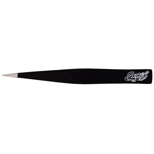 Excel Hollow-Handle Fine-Point Tweezers, Black