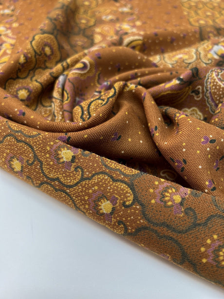 Wool Twill Printed Yellow Brown