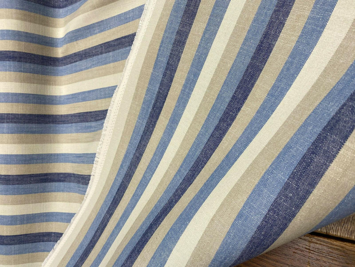 Ellen Degeneres Doheny Stripe Cotton Fabric - Indigo Horizontal Stripes, 54" Width (1 Yard)