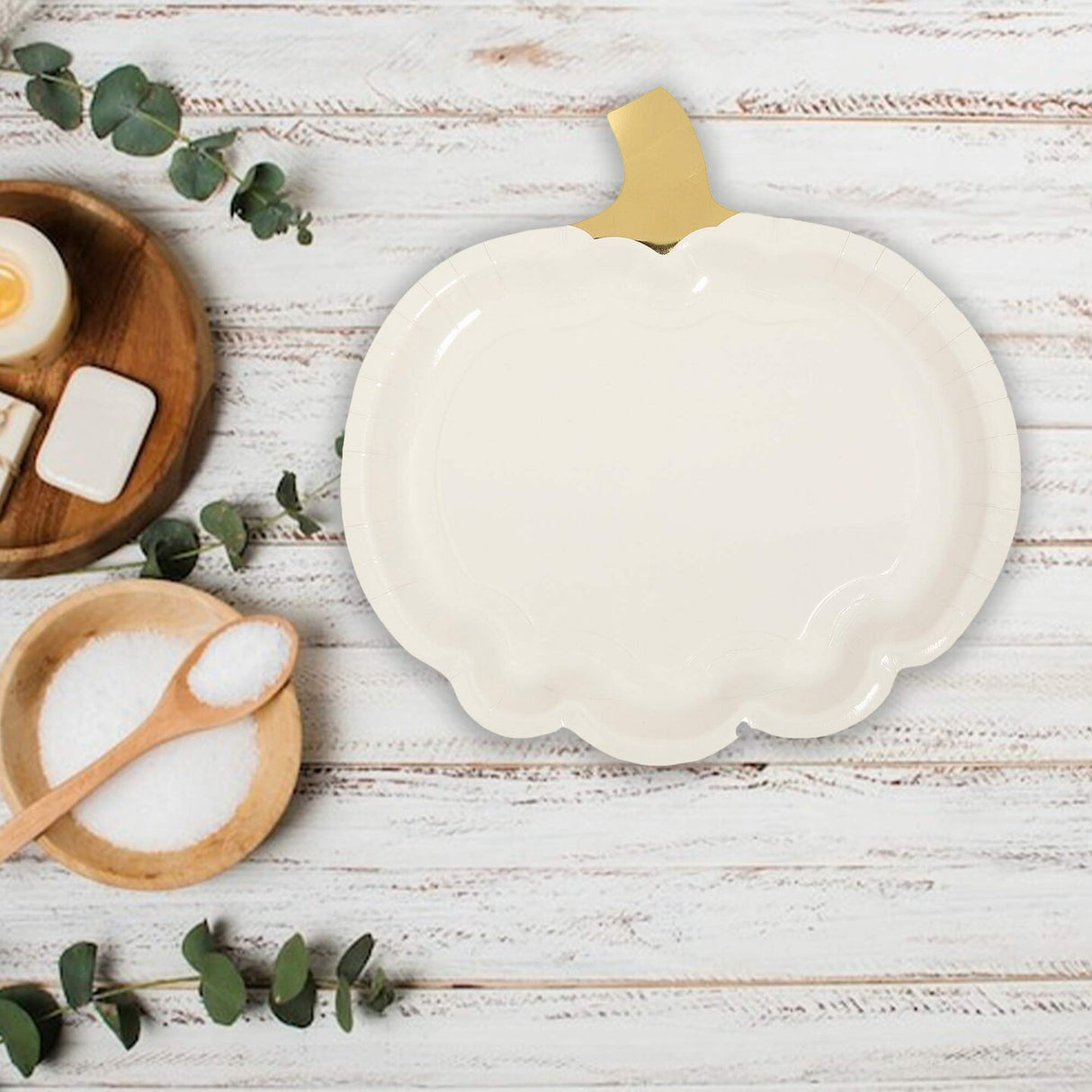 8 Ct Lil Pumpkin White Gold Paper Plates Fall Harvest Birthday Party Supplies 10"