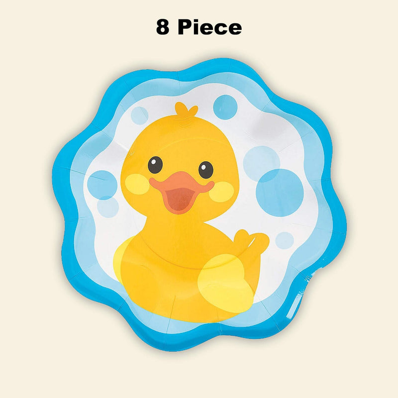 8 Count Rubber Ducky Paper Plates for Baby Shower Birthday Party Supplies Decorations 10.5"