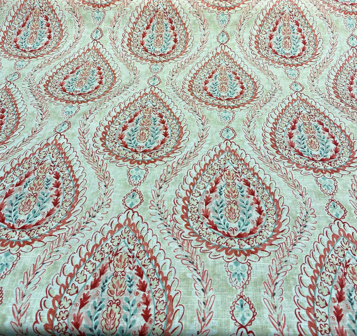 Coconut Row Bellini Linen Rayon Fabric - Multi Color Paisley, 54" Width (1 Yard)