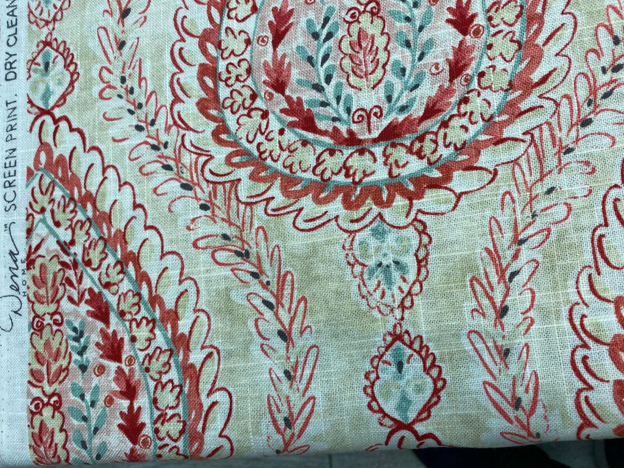 Coconut Row Bellini Linen Rayon Fabric - Multi Color Paisley, 54" Width (1 Yard)