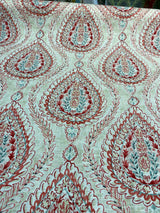 Coconut Row Bellini Linen Rayon Fabric - Multi Color Paisley, 54" Width (1 Yard)