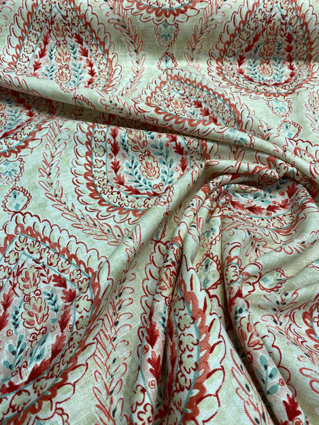 Coconut Row Bellini Linen Rayon Fabric - Multi Color Paisley, 54" Width (1 Yard)