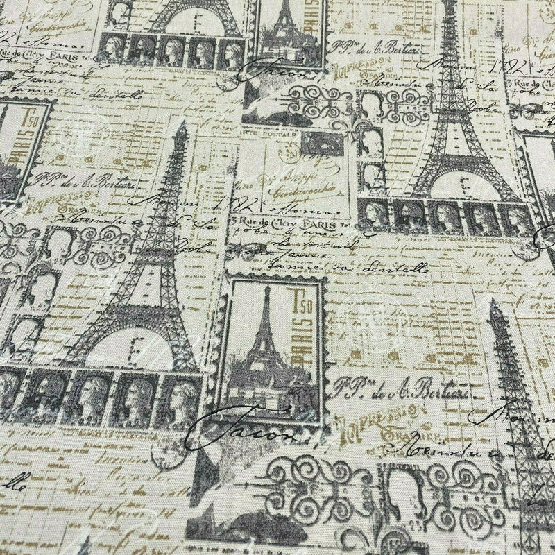 Amour Putty Paris Tower 100 Percent Cotton Fabric - Putty Paris Tower Print, 54" Width (1 Yard)