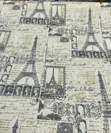 Amour Putty Paris Tower 100 Percent Cotton Fabric - Putty Paris Tower Print, 54" Width (1 Yard)