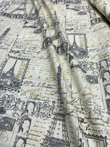 Amour Putty Paris Tower 100 Percent Cotton Fabric - Putty Paris Tower Print, 54" Width (1 Yard)