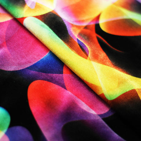 Luv A Lamp Polyester Spandex Fabric - Multicolor Abstract Print, 58/60" Width, 240 GSM (1 Yard)