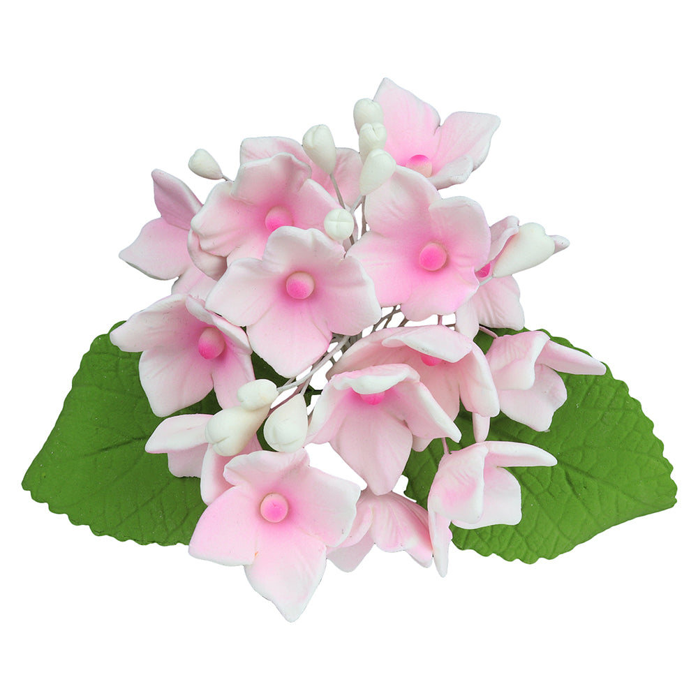 O'Creme Pink Hydrangea Spray Gumpaste Flowers - Set of 3