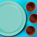 24 Count Mint Solid Color Round Paper Plates 7 Inch Dessert Tableware for Events