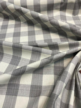 Waverly Williamsburg Stratford Check Smoke Cotton Fabric - Gray Off White Check, 56" Width (1 Yard)