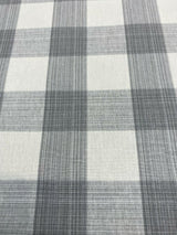 Waverly Williamsburg Stratford Check Smoke Cotton Fabric - Gray Off White Check, 56" Width (1 Yard)