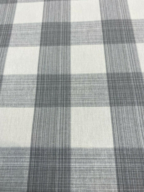 Waverly Williamsburg Stratford Check Smoke Cotton Fabric - Gray Off White Check, 56" Width (1 Yard)