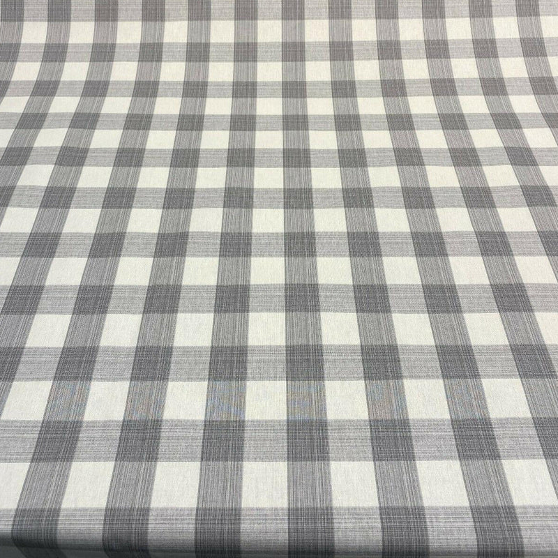 Waverly Williamsburg Stratford Check Smoke Cotton Fabric - Gray Off White Check, 56" Width (1 Yard)