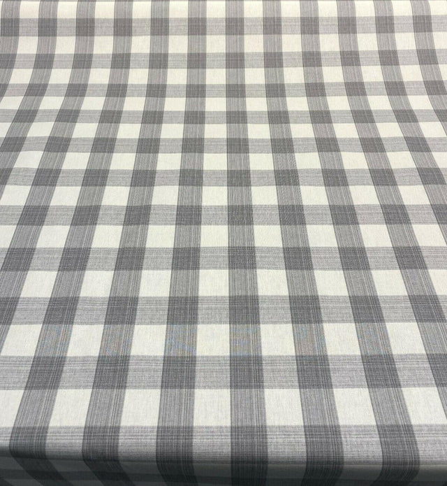 Waverly Williamsburg Stratford Check Smoke Cotton Fabric - Gray Off White Check, 56" Width (1 Yard)