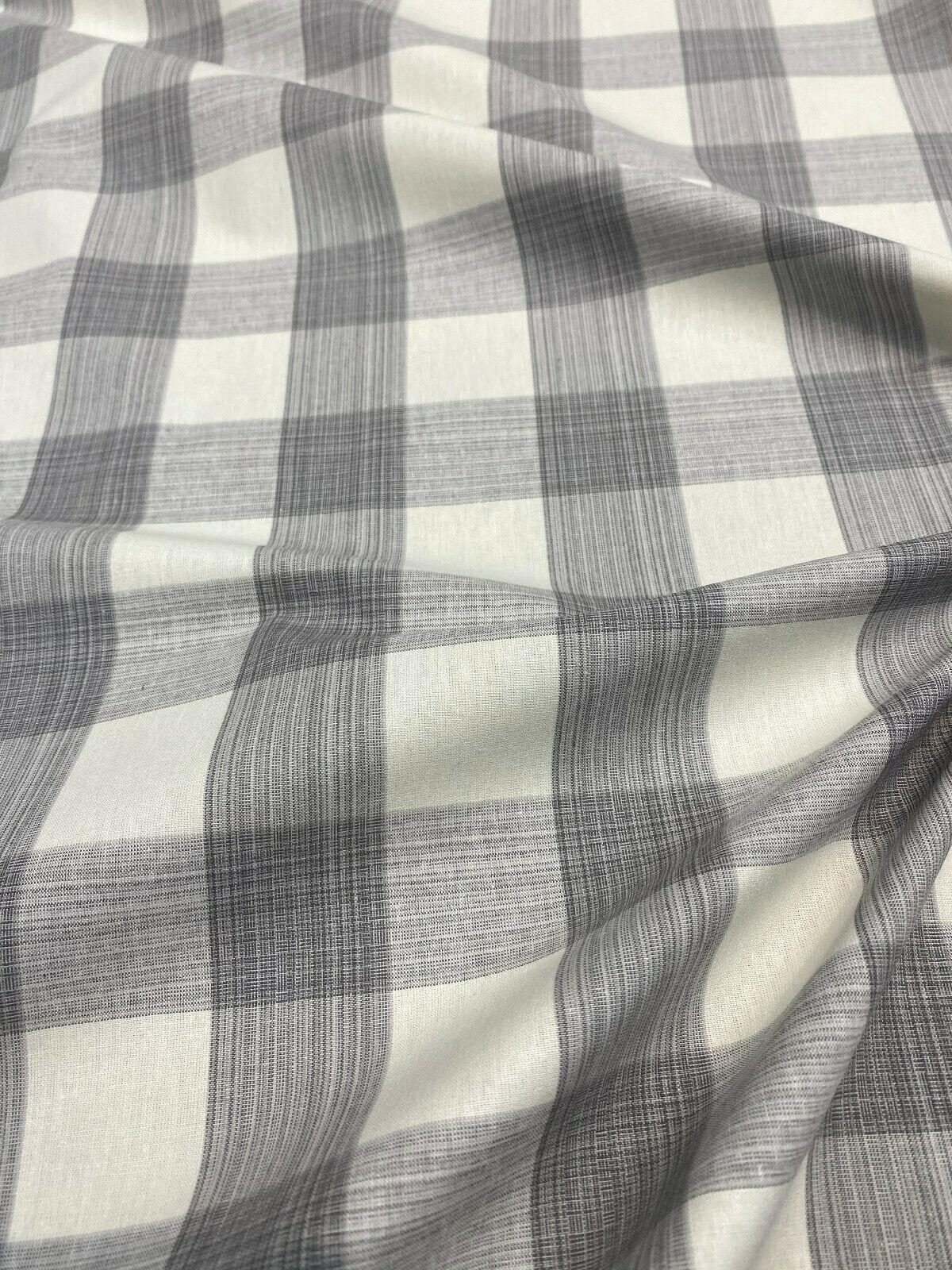 Waverly Williamsburg Stratford Check Smoke Cotton Fabric - Gray Off White Check, 56" Width (1 Yard)