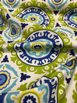 Waverly Modern Essentials Solar Flair Cotton Fabric - Lime Indigo, 54" Width, 13.5" Vertical Repeat, 13.5" Horizontal Repeat (1 Yard)