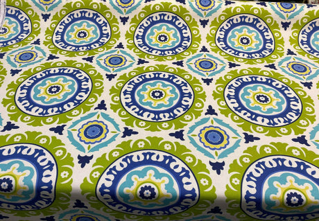 Waverly Modern Essentials Solar Flair Cotton Fabric - Lime Indigo, 54" Width, 13.5" Vertical Repeat, 13.5" Horizontal Repeat (1 Yard)