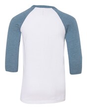 BELLA + CANVAS 3200Y Youth Three-Quarter Sleeve Baseball Tee - 3200Y in White/Black
