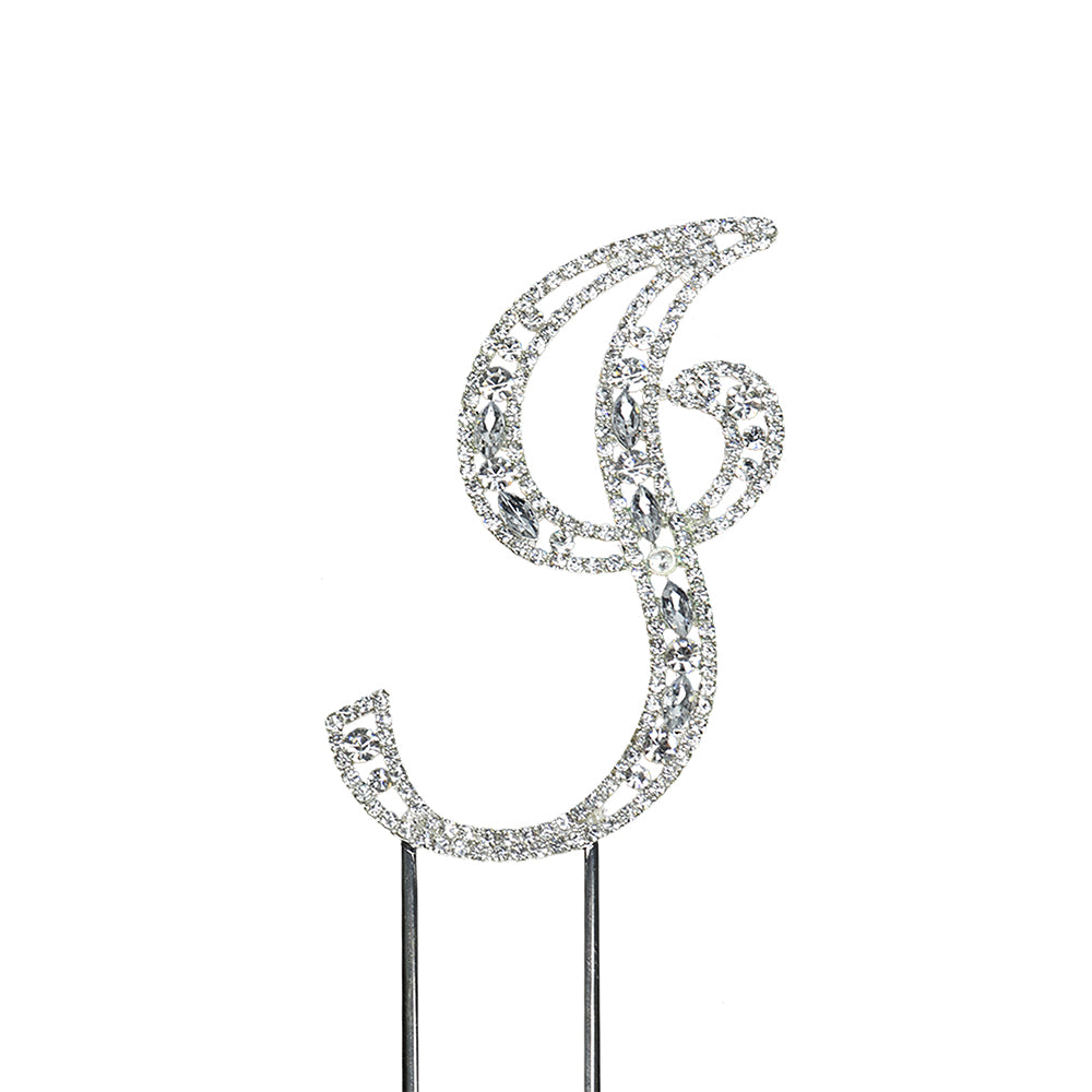 O'Creme Silver Rhinestone 'Letter I' Cake Topper
