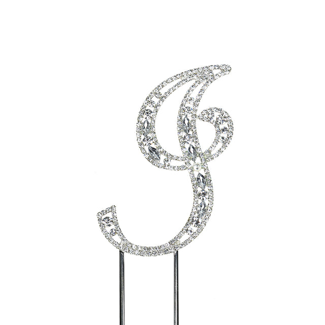 O'Creme Silver Rhinestone 'Letter I' Cake Topper