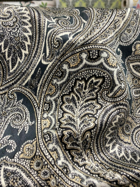 Vintage Blend Sterling Polyester Print Upholstery Fabric - Traditional Paisley, 54" Width (1 Yard)